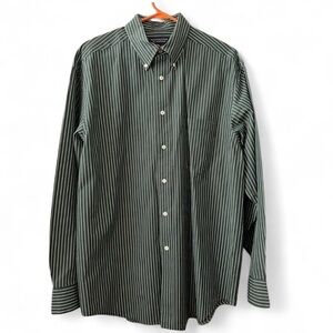 Roundtree & York button-down shirt.Large Dark green striped